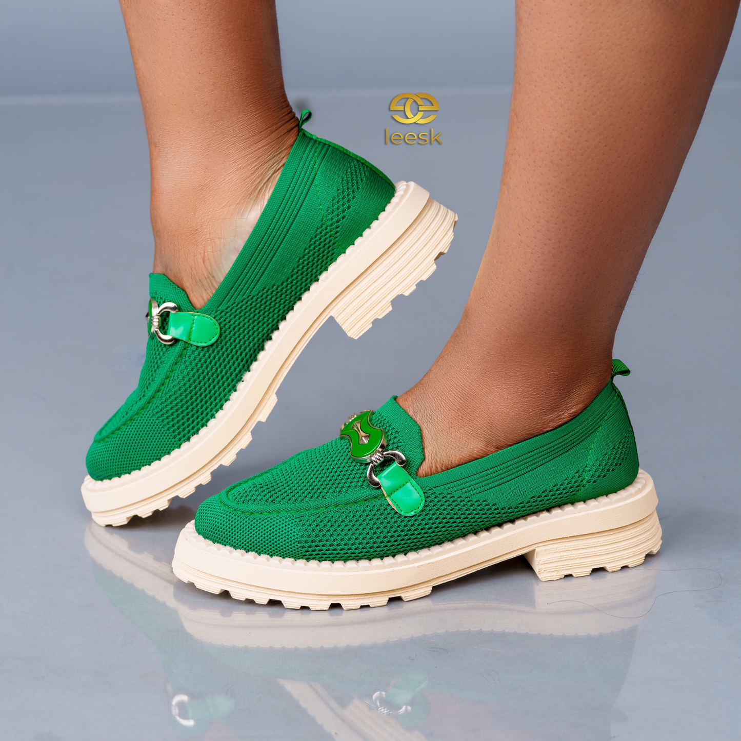 LEESK Siena Green Knit Loafer