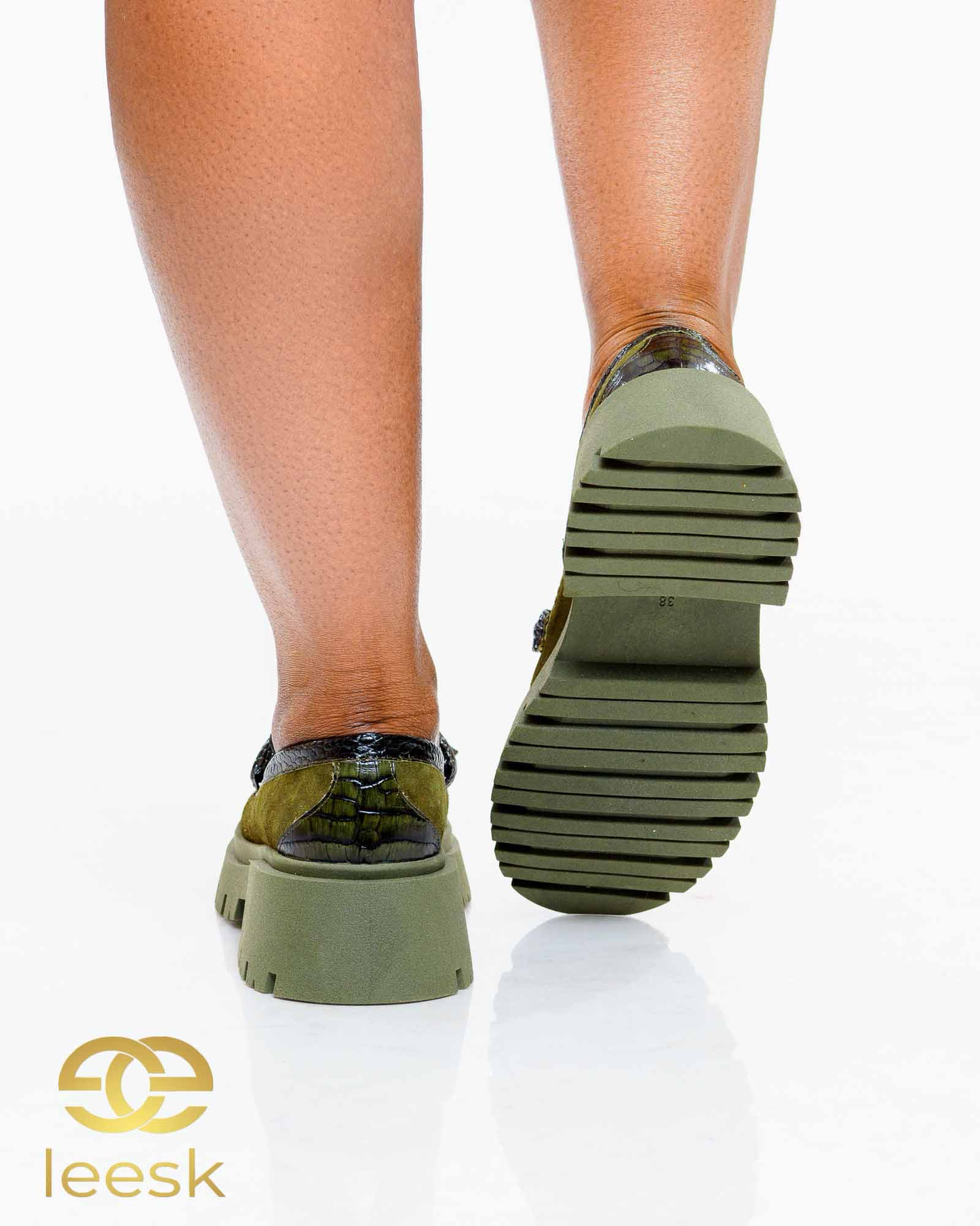 LEESK Ravello Suede Loafer – Olive (Thandeka)