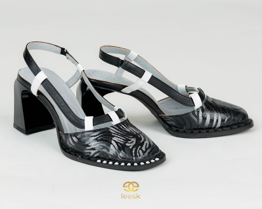 LEESK “Midnight Muse” Heel (Mmamiki Black & Ivory)