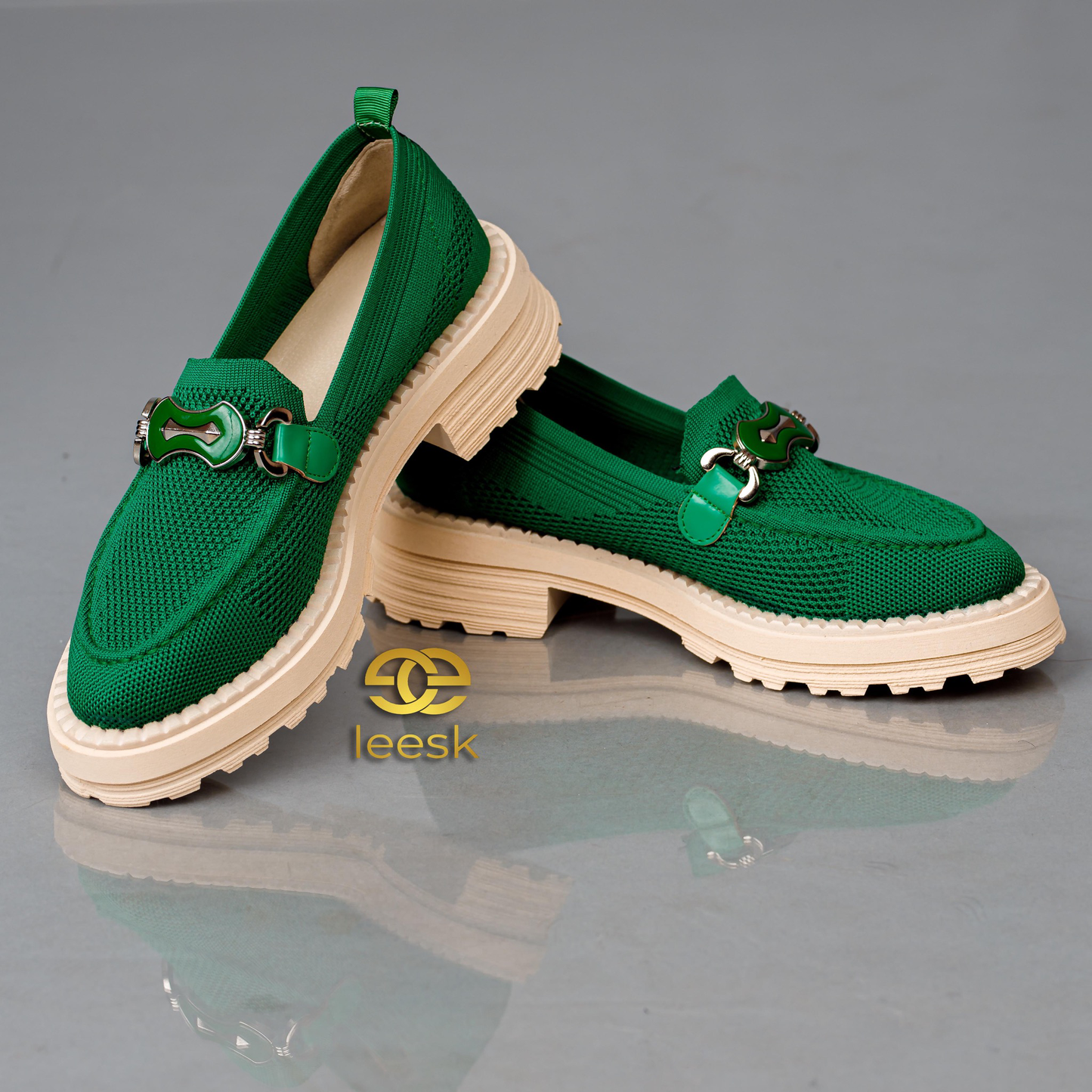 LEESK Siena Green Knit Loafer