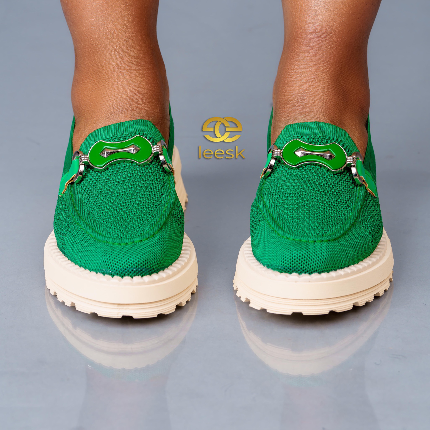 LEESK Siena Green Knit Loafer