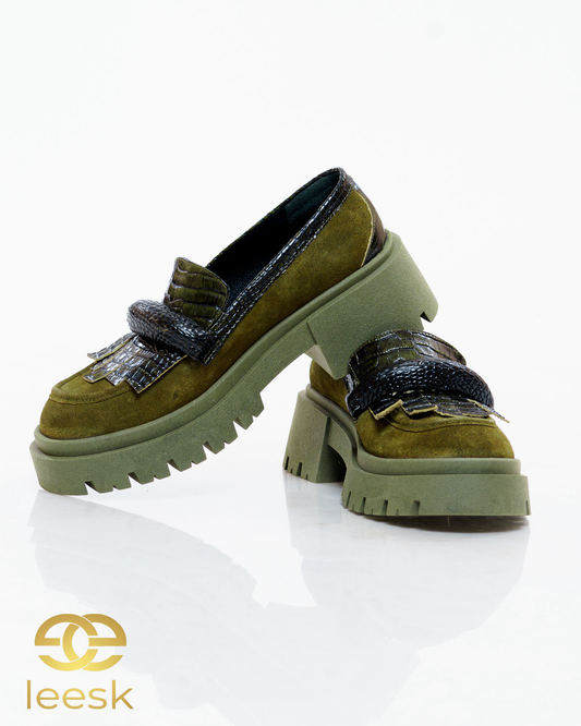 LEESK Ravello Suede Loafer – Olive (Thandeka)