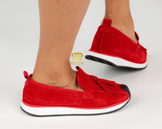 The Suede Tassel Loafer – Rouge (Naledi Red)