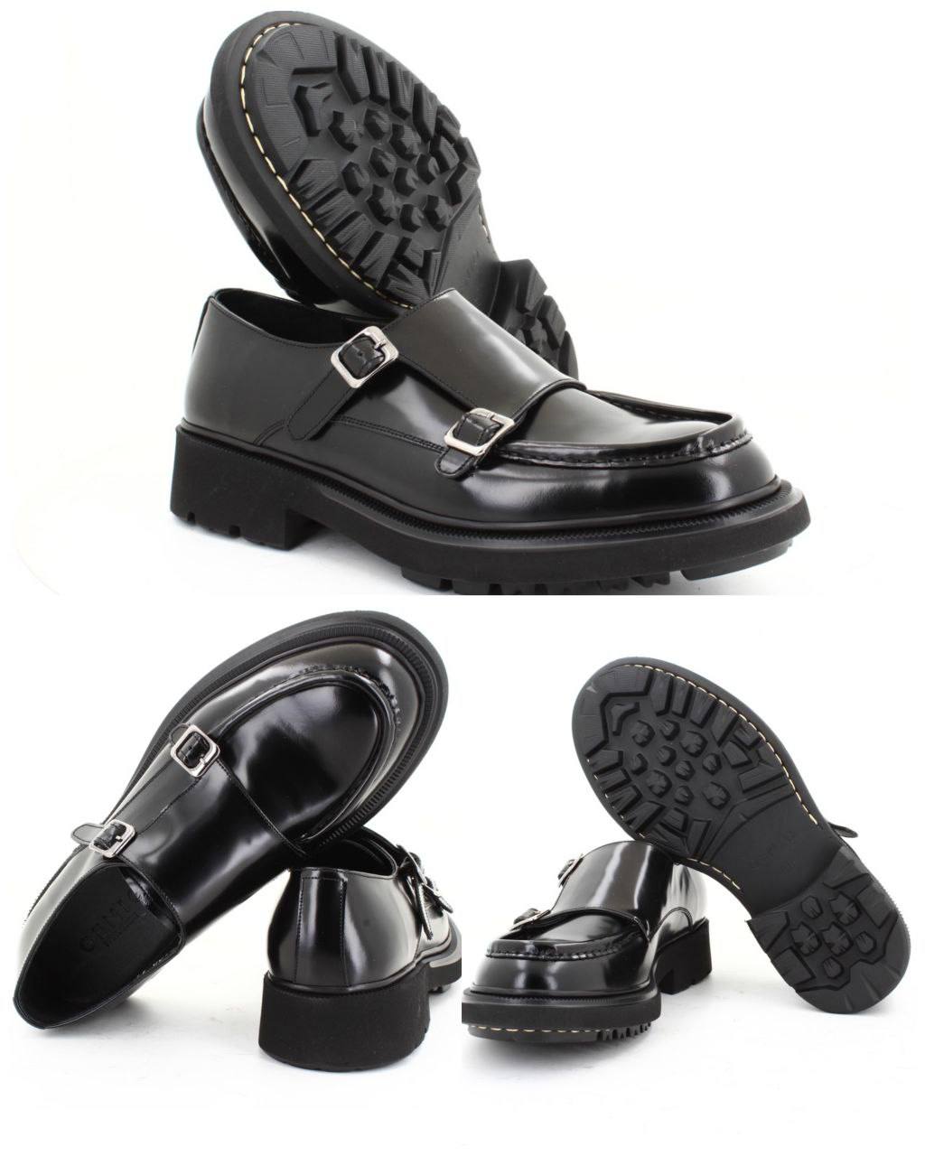LEESK Sovereign – Black Double-Monk Strap Leather Shoe
