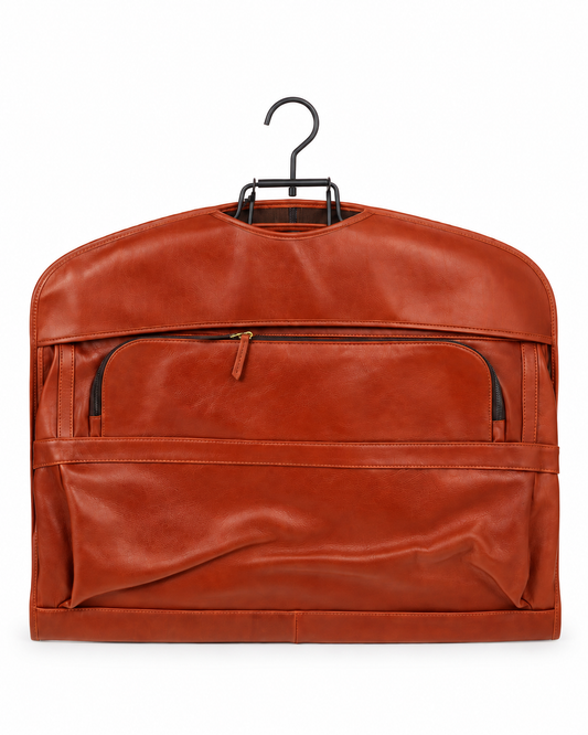 LEESK Cognac Leather Suit Bag