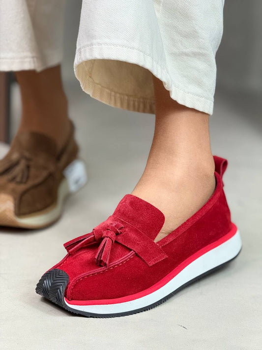 The Suede Tassel Loafer – Rouge (Naledi Red)