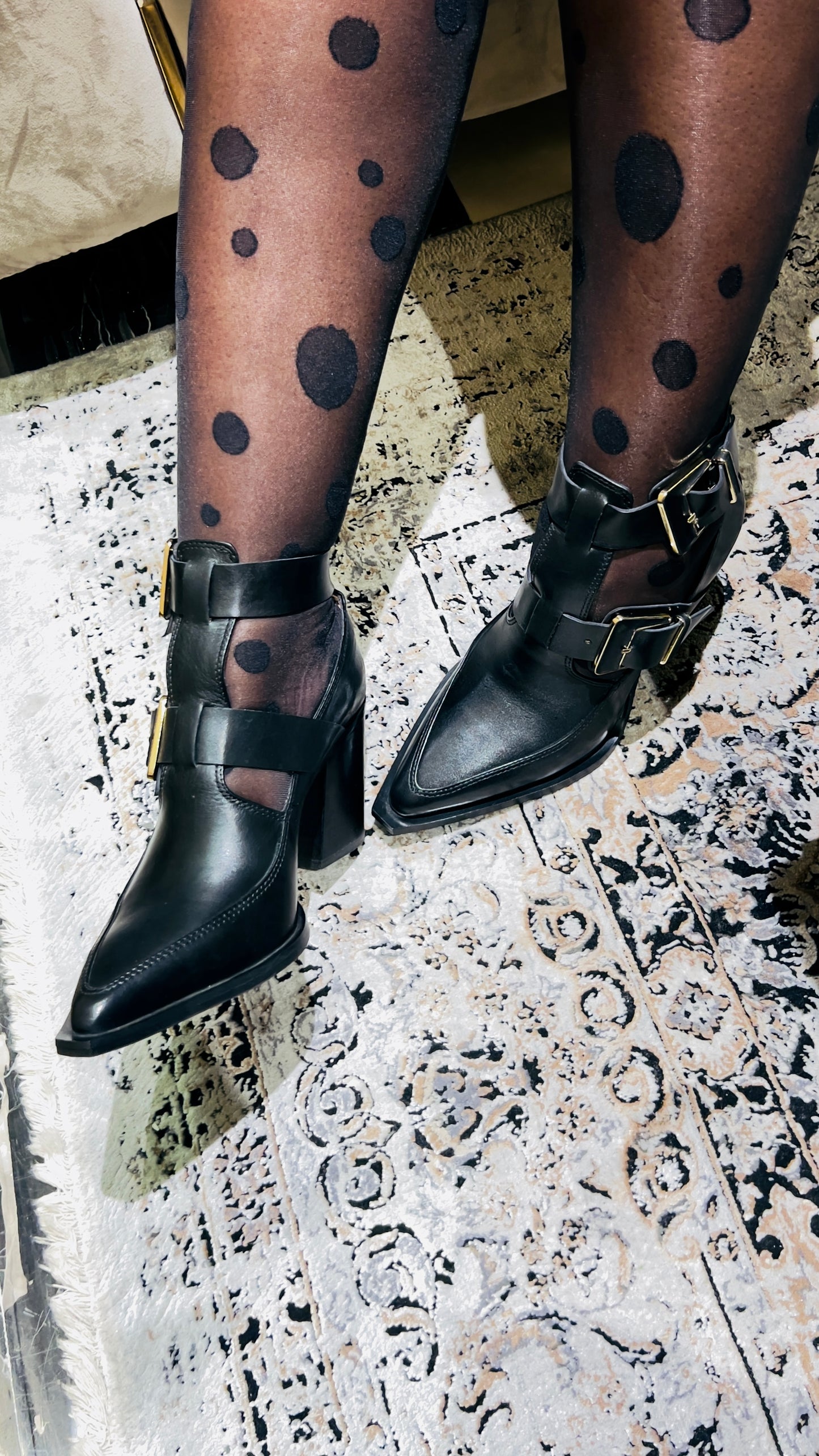 LEESK Double-Buckle Leather Ankle Boot