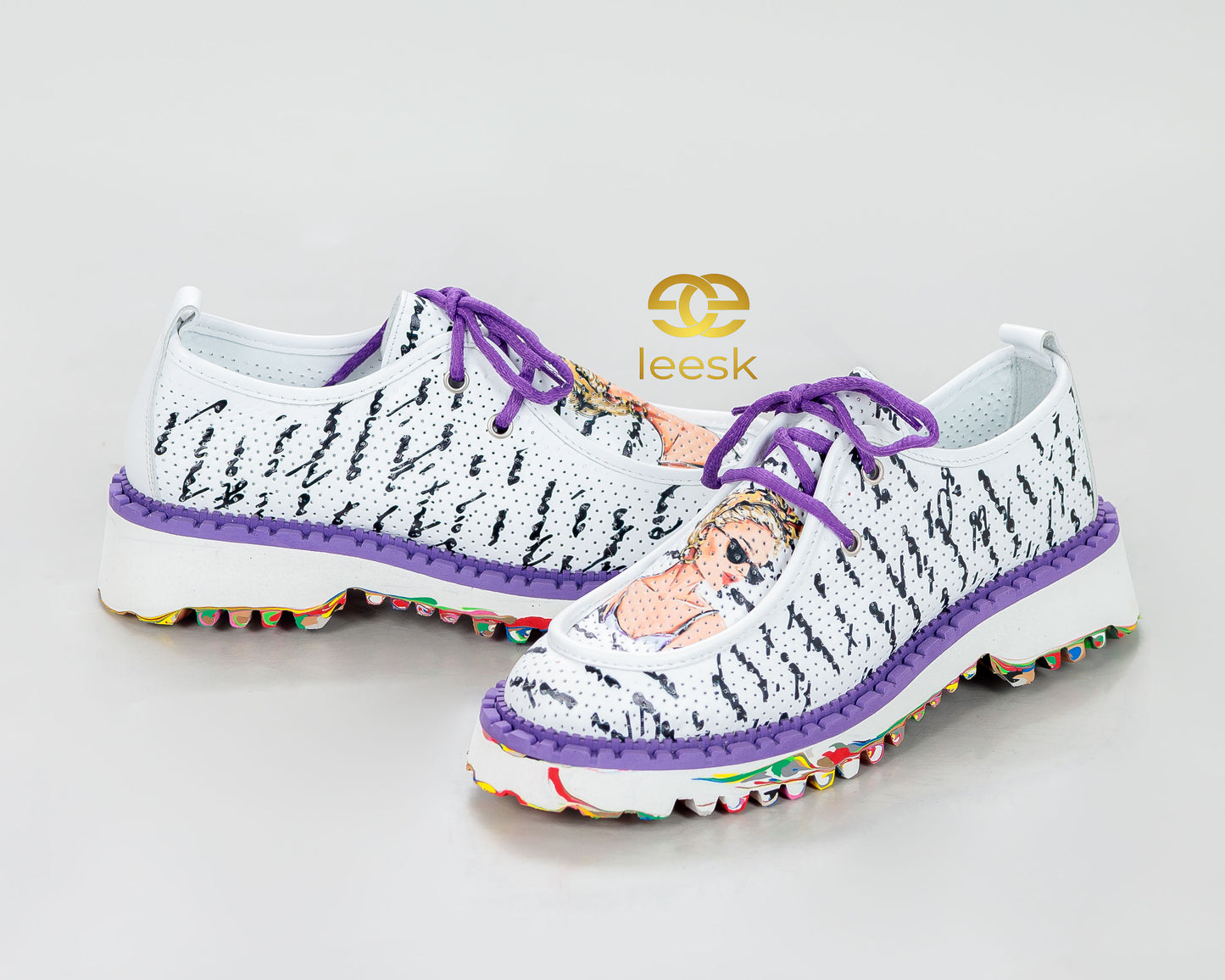 LEESK Handcrafted multicolour Sole Shoes(Lucia)