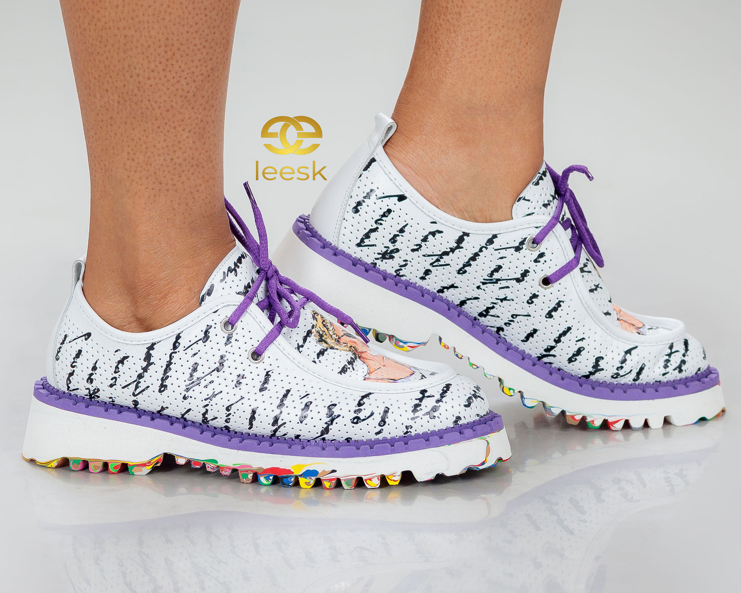 LEESK Handcrafted multicolour Sole Shoes(Lucia)