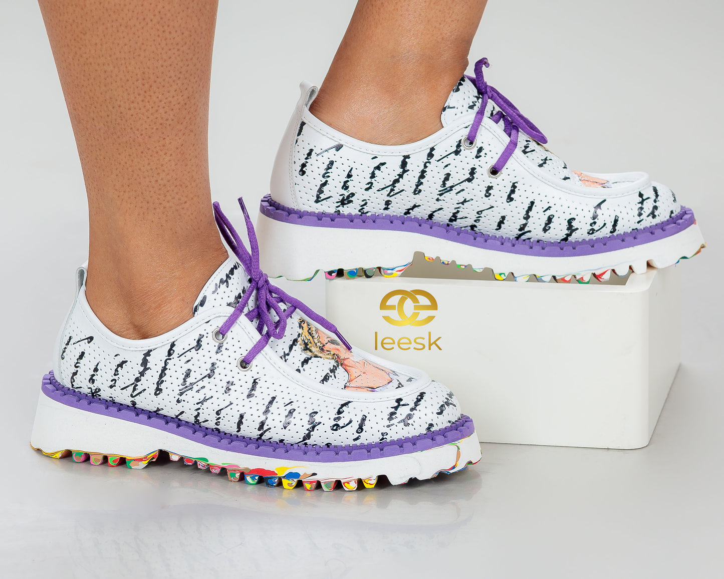 LEESK Handcrafted multicolour Sole Shoes(Lucia)