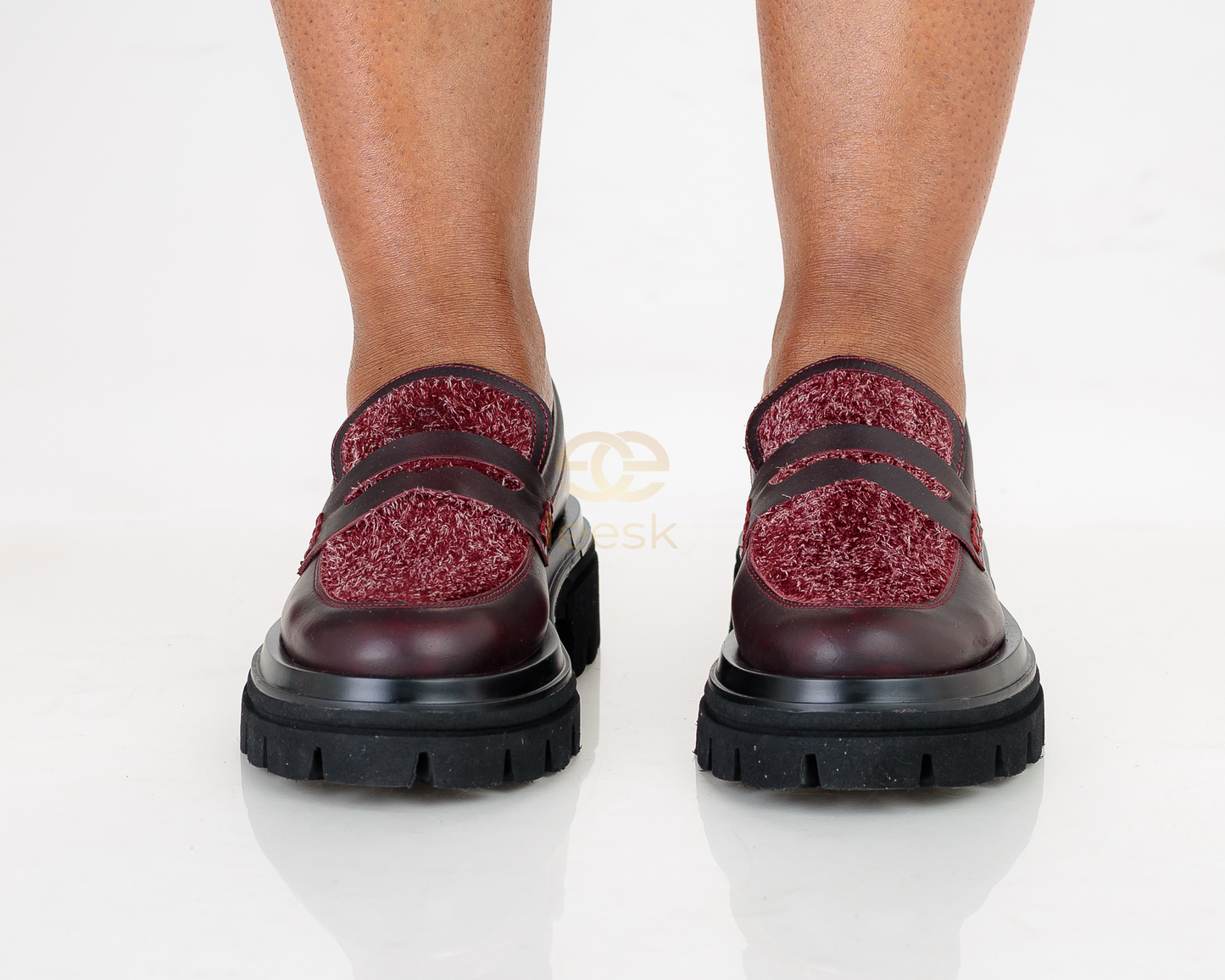 LEESK Textured Bordeaux Loafers (Lindz)